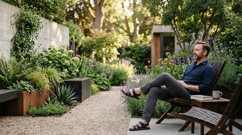 man resting in garden