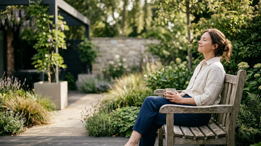 woman resting in garden