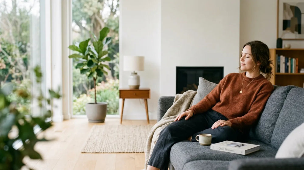 woman resting in living room