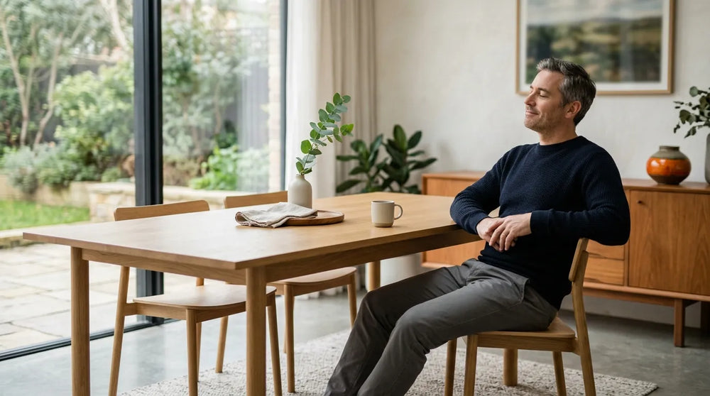 man resting in dining room