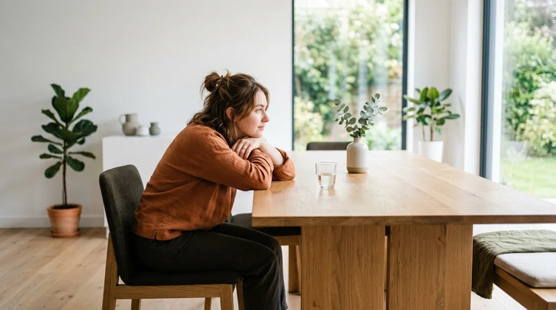 woman resting in dining room