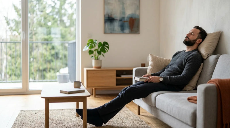 man resting in living room